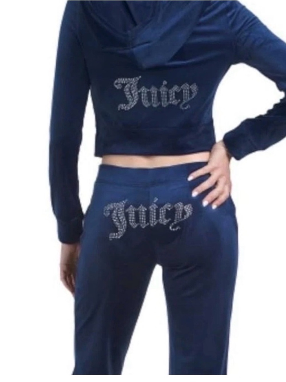 Juicy Couture Navy Velour Top with Pink Label
